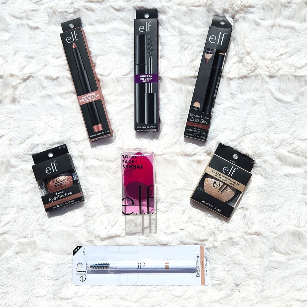 ELF Makeup, Cruelty Free, Shimmer, Mascara, Eye Shadow, Eye Liner, Brow & Sponge